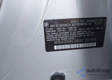 2010 BMW 550I Gran Turismo from USA, damaged, VIN WBASN4C58AC209184